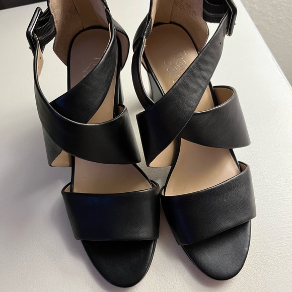 Franco Sarto criss-cross, open toe, sexy black 3” heel. Only worn once. - Picture 1 of 4